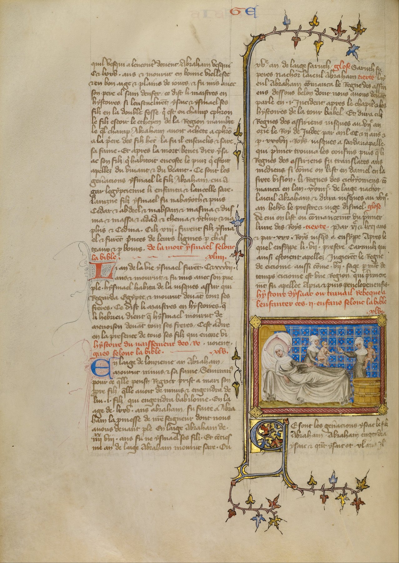 Bible Historiale manuscript image of Jacob and Esau